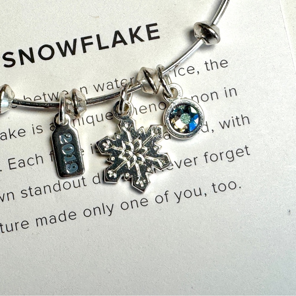 Alex and Ani Silver Snowflake Charm Bangle Bracelet